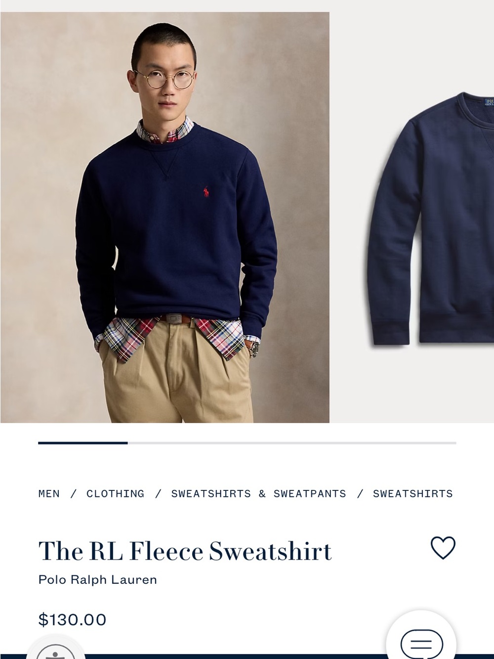 Polo by Ralph Lauren Navy Crewneck Sweatshirt with Red Polo Logo